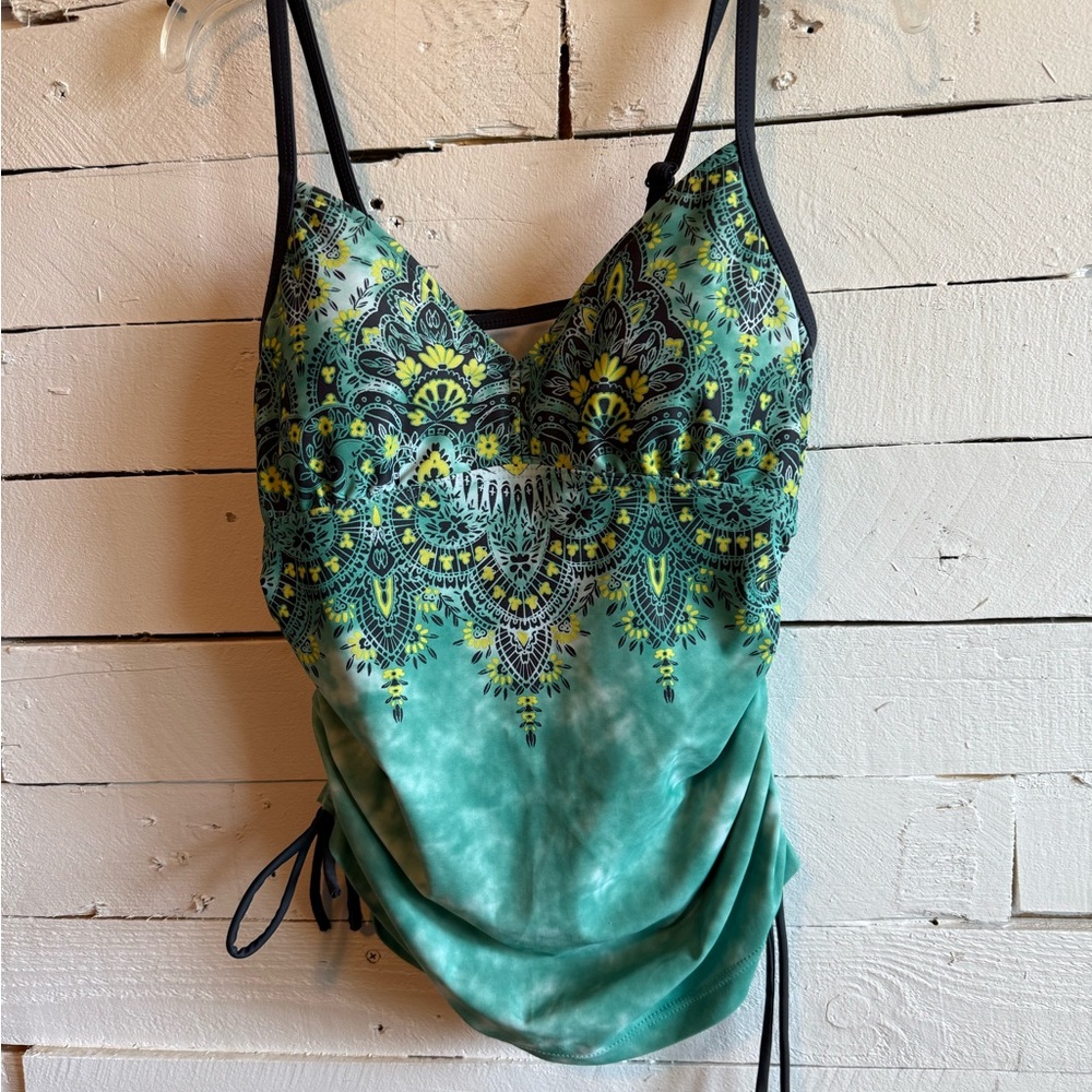 Prana Teal and Yellow Patterned Camisole